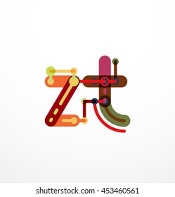 Abstract line design letter logo created with colorful line segments