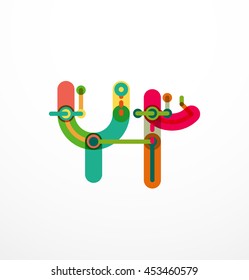 Abstract line design letter logo created with colorful line segments