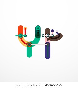 Logo de la letra de diseño de línea abstracta creado con segmentos de línea coloridos