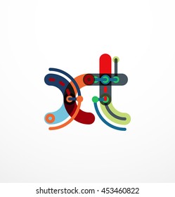 Abstract line design letter logo created with colorful line segments