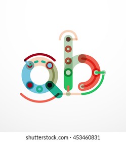 Abstract line design letter logo created with colorful line segments