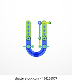 Abstract line design letter logo created with colorful line segments