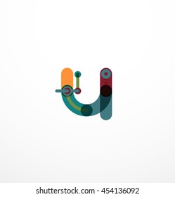 Abstract line design letter logo created with colorful line segments