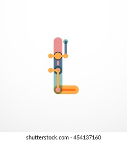 Abstract line design letter logo created with colorful line segments