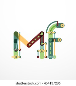 Abstract line design letter logo created with colorful line segments