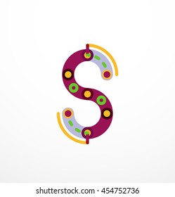 Abstract line design letter logo created with colorful line segments