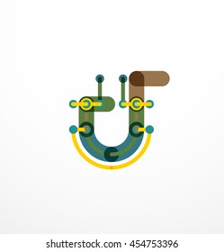 Abstract line design letter logo created with colorful line segments