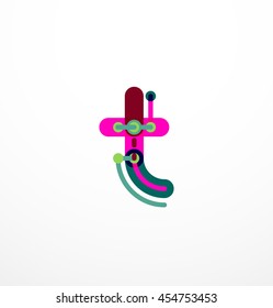 Abstract line design letter logo created with colorful line segments