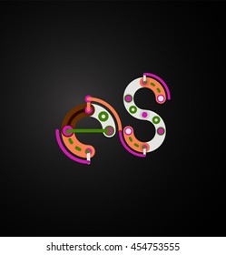 Abstract line design letter logo created with colorful line segments