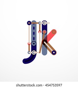 Logo de la letra de diseño de línea abstracta creado con segmentos de línea coloridos