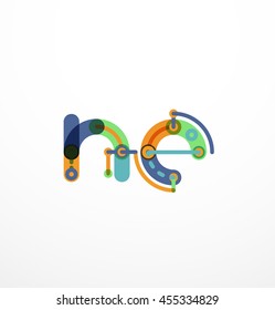 Logotipo de letra de design de linha abstrata criado com segmentos de linha coloridos