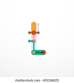 Logo de la letra de diseño de línea abstracta creado con segmentos de línea coloridos