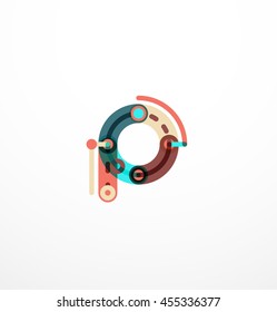Abstract line design letter logo created with colorful line segments