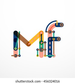Abstract line design letter logo created with colorful line segments
