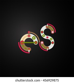 Abstract line design letter logo created with colorful line segments