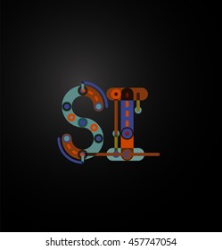 Abstract line design letter logo created with colorful line segments