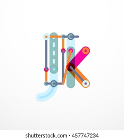 Logo de la letra de diseño de línea abstracta creado con segmentos de línea coloridos