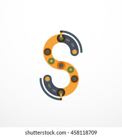 Logo de la letra de diseño de línea abstracta creado con segmentos de línea coloridos