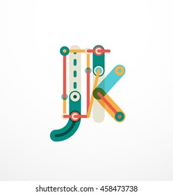 Logo de la letra de diseño de línea abstracta creado con segmentos de línea coloridos