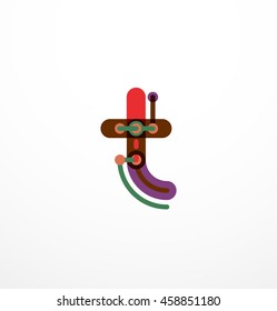Abstract line design letter logo created with colorful line segments