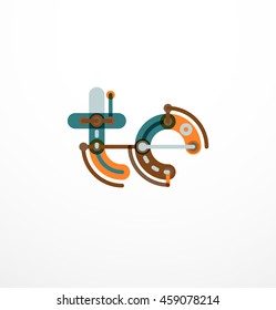 Abstract line design letter logo created with colorful line segments