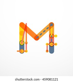 Logo de la letra de diseño de línea abstracta creado con segmentos de línea coloridos