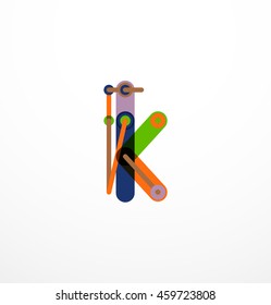 Logo de la letra de diseño de línea abstracta creado con segmentos de línea coloridos