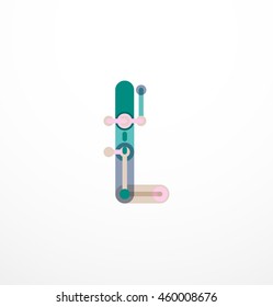 Logo de la letra de diseño de línea abstracta creado con segmentos de línea coloridos
