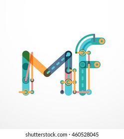 Abstract line design letter logo created with colorful line segments