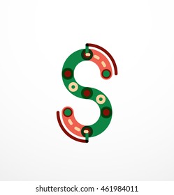 Abstract line design letter logo created with colorful line segments