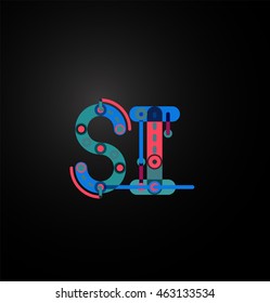Logo für abstrakte Linien mit farbigen Liniensegmenten