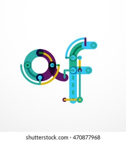 Logo de la letra de diseño de línea abstracta creado con segmentos de línea coloridos