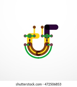 Abstract line design letter logo created with colorful line segments