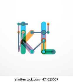 Abstract line design letter logo created with colorful line segments