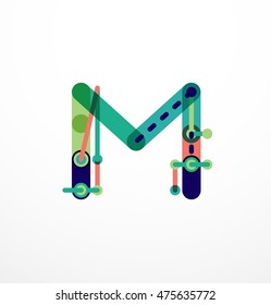 Abstract line design letter logo created with colorful line segments