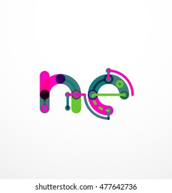 Abstract line design letter logo created with colorful line segments