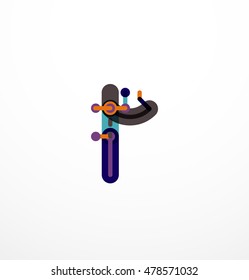 Abstract line design letter logo created with colorful line segments