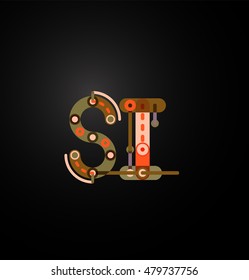 Logo de la letra de diseño de línea abstracta creado con segmentos de línea coloridos