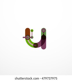 Abstract line design letter logo created with colorful line segments