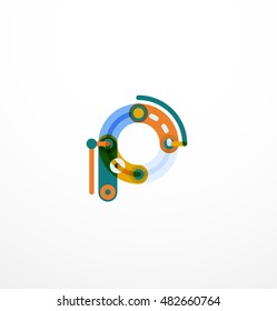 Abstract line design letter logo created with colorful line segments
