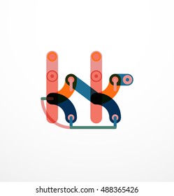 Logo de la letra de diseño de línea abstracta creado con segmentos de línea coloridos