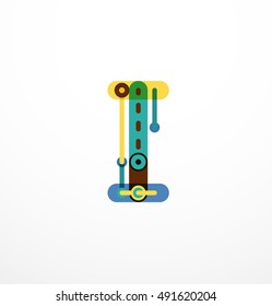 Logo de la letra de diseño de línea abstracta creado con segmentos de línea coloridos