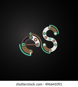 Abstract line design letter logo created with colorful line segments