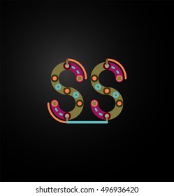Abstract line design letter logo created with colorful line segments