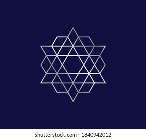 Logo de diseño de líneas abstractas creado a partir de hexágonos y triángulos. Bien por la compañía tecnológica. 
