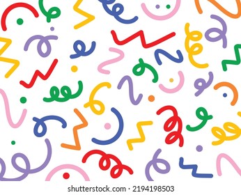 Abstract line doodle colorful seamless pattern background. Suitable for wallpaper background, gift wrapping paper. [EPS]