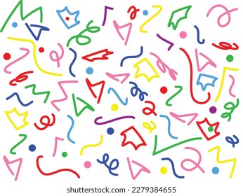 Abstract line doodle colorful seamless pattern on white background. Suitable for wallpaper background, gift wrapping paper. [EPS]