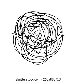 Abstract line doodle scribble. Hand drawn chaotic tangled circle. Vector isolated on white.