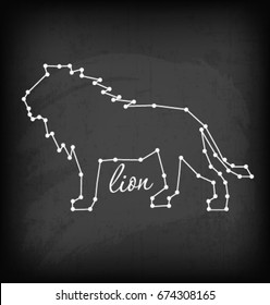 Abstract Line and Dot Lion Vector Illustration