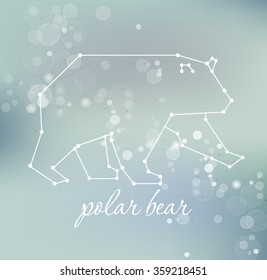 Abstract Line and Dot Polar Bear Vector Illustration